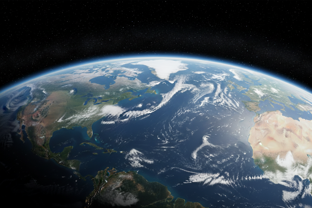 dünyayı uzaydan gösten bir resim ama dünyaya daha yakın