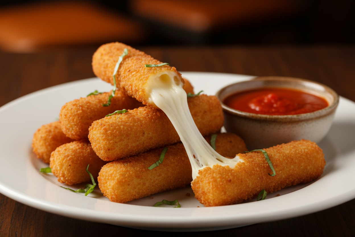Mozzarella Sticks &nbsp;Panierte Mozzarellasticks, goldbraun gebacken, mit zart schmelzendem Käse. Hauptbild